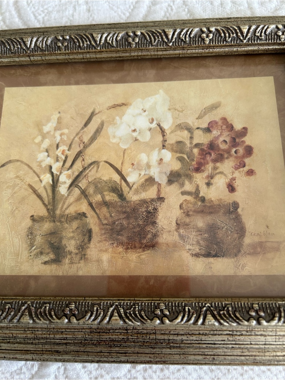Orchid Trio Framed Art Print in Beige and Brown